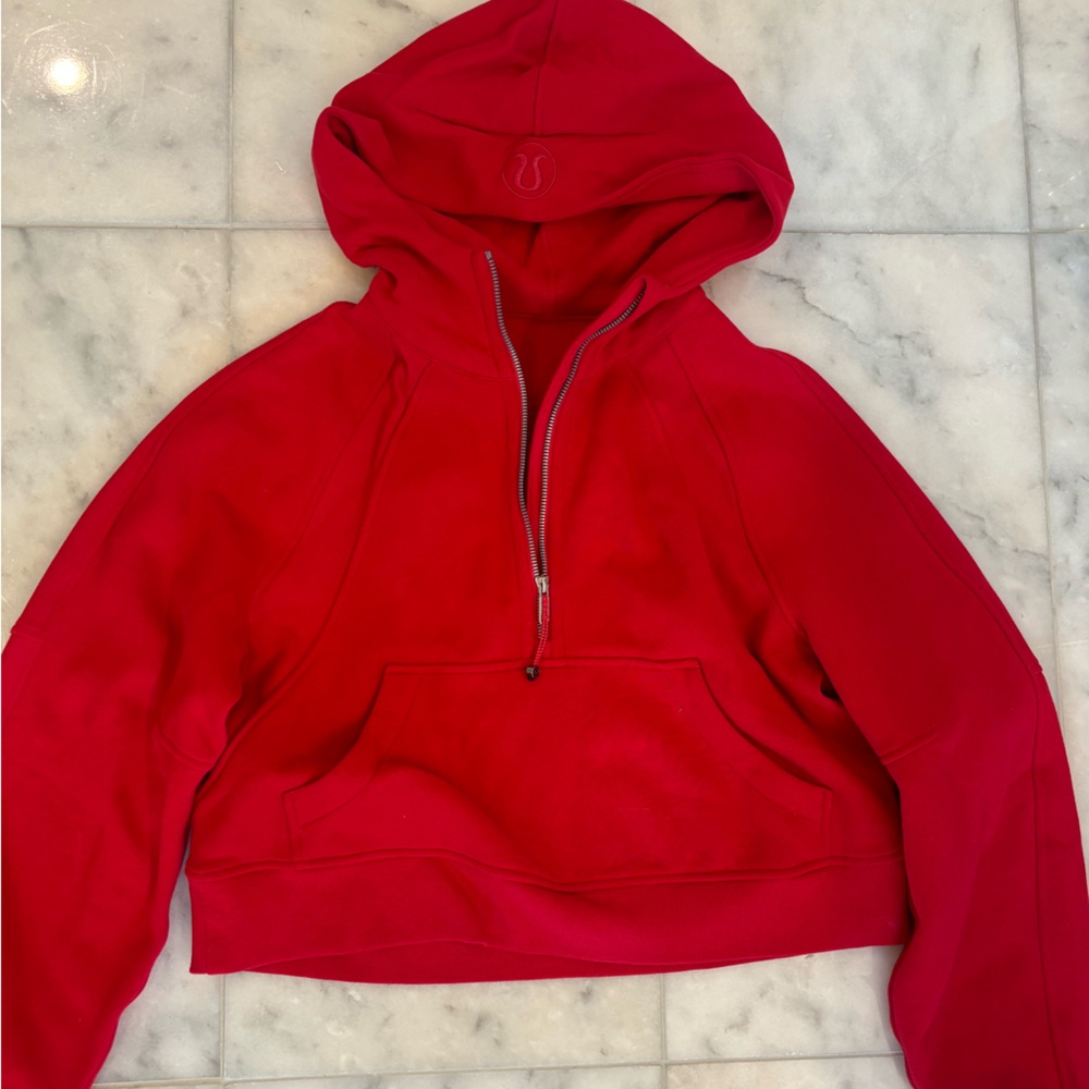 lululemon athletica Red Scuba Quarter Zip Hoodie